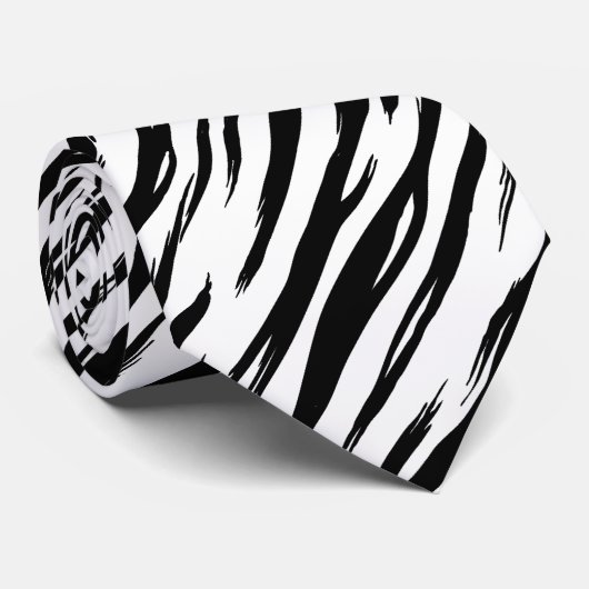 B&W Tiger Print Stropdas (Opgerold)