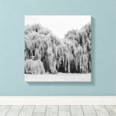 B&W treurwilgen Canvas Afdruk (Insitu (Houten vloer))