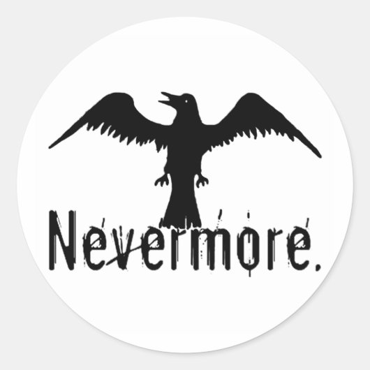 B&W Tribal Raven Nevermore Ronde Sticker (Voorkant)
