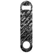B&W typografie gepersonaliseerd met naam Speed Flessenopener (Achterkant)