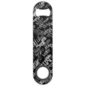 B&W typografie gepersonaliseerd met naam Speed Flessenopener (Voorkant)