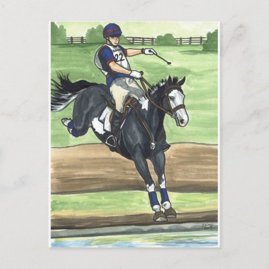 B&W Verf Paard XC in water Uiteindelijk Briefkaart (Voorkant)