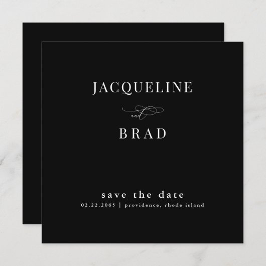 B/W Vierkante Chinoiserie Bruiloft Save the Date I (Voorkant / Achterkant)