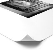 B&W Vintage Klokradio Poster Print (Hoek)