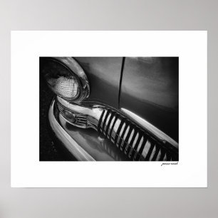 B&W Vintage Mercury Grille Posterprint Poster