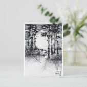 B&W Volledige maan in de Bosschets Briefkaart (Staand voorkant)