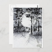 B&W Volledige maan in de Bosschets Briefkaart (Voorkant / Achterkant)