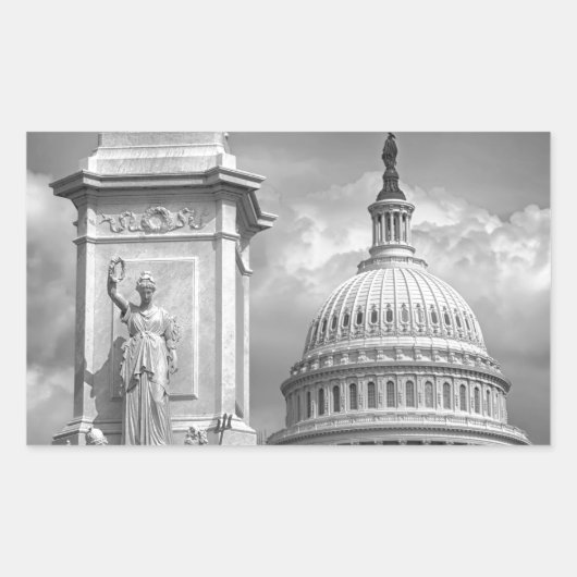 B&W Washington DC Rechthoekige Sticker (Voorkant)