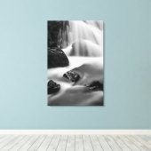 B&W waterval, Californië Canvas Afdruk (Insitu (Houten vloer))