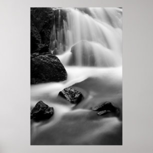 B&W waterval, Californië Poster