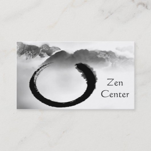 B&W Waterverf Tranquil Mountains Zen Enso Visitekaartje (Voorkant)