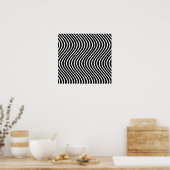 B&W Wavy Lines optische illusie kunst Poster (Keuken)