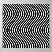 B&W Wavy Lines optische illusie kunst Poster (Voorkant)