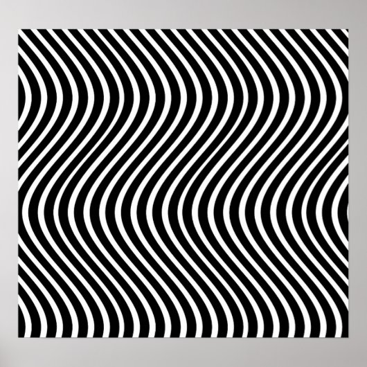 B&W Wavy Lines optische illusie kunst Poster (Voorkant)
