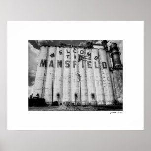 B&W Welcome to Mansfield Ohio Graansilo's Poster