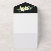 B/W & White Floral Vrijgezellenfeest Elegant All In One Uitnodiging (Buitenkant)