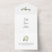 B/W & White Floral Vrijgezellenfeest Elegant All In One Uitnodiging (Binnen)