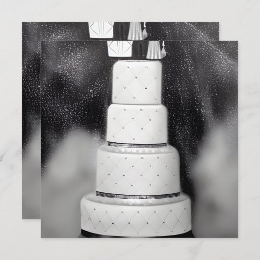 B&W White Retro Wedding Cake (Voorkant / Achterkant)