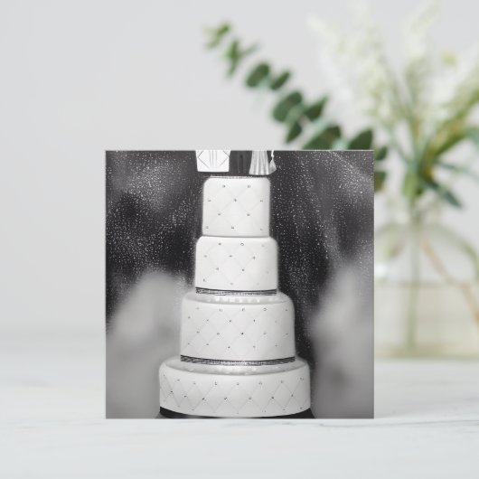 B&W White Retro Wedding Cake (Staand voorkant)