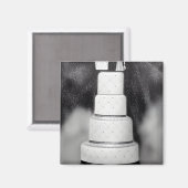 B&W White Retro Wedding Cake Magneet (Voorkant / Achterkant)