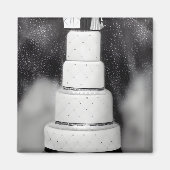 B&W White Retro Wedding Cake Magneet (Voorkant)
