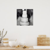 B&W White Retro Wedding Cake Poster (Keuken)