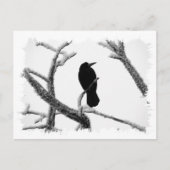 B&W Winter Raven Edgar Allan Poe Briefkaart (Voorkant)