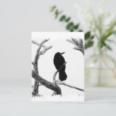 B&W Winter Raven Edgar Allan Poe Briefkaart (Staand voorkant)