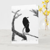 B&W Winter Raven Edgar Allan Poe Kaart (Gele Bloem)