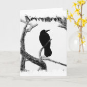 B&W Winter Raven Edgar Allan Poe Nevermore Kaart (Gele Bloem)