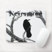 B&W Winter Raven Edgar Allan Poe Nevermore Muismat (Met muis)