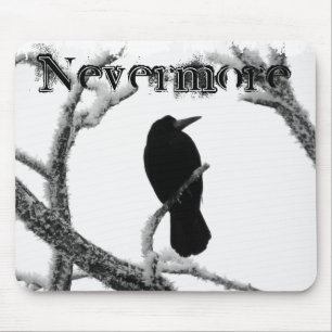 B&W Winter Raven Edgar Allan Poe Nevermore Muismat