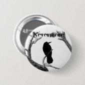 B&W Winter Raven Edgar Allan Poe Nevermore Ronde Button 5,7 Cm (Voorkant /achterkant)