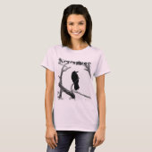 B&W Winter Raven Edgar Allan Poe Nevermore T-shirt (Voorkant volledig)