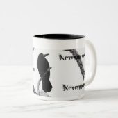 B&W Winter Raven Edgar Allan Poe Nevermore Tweekleurige Koffiemok (Voorkant rechts)