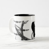 B&W Winter Raven Edgar Allan Poe Nevermore Tweekleurige Koffiemok (Voorkant links)