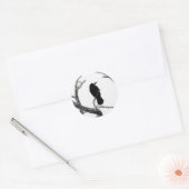 B&W Winter Raven Edgar Allan Poe Ronde Sticker (Envelop)