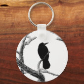 B&W Winter Raven Edgar Allan Poe Sleutelhanger (Voorkant)