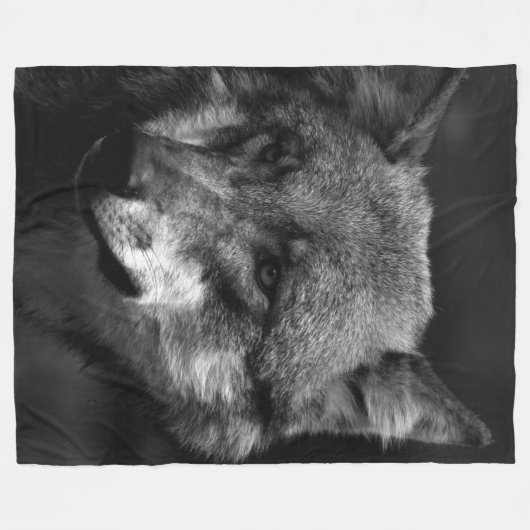 B&W Wolf Fleece Deken (Voorkant (Horizontaal))