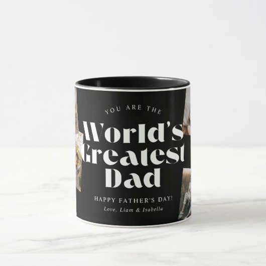 B & W World's Greatest Dad 6 foto-collage Mok (Midden)