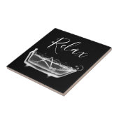 B&W X-Ray Skelet in Bath Ceramic Tile Tegeltje (Zijkant)