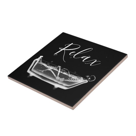 B&W X-Ray Skelet in Bath Ceramic Tile Tegeltje (Zijkant)