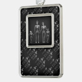 B&W X-Ray Skeleton familie Verzilverd Omlijst Ornament (Links)