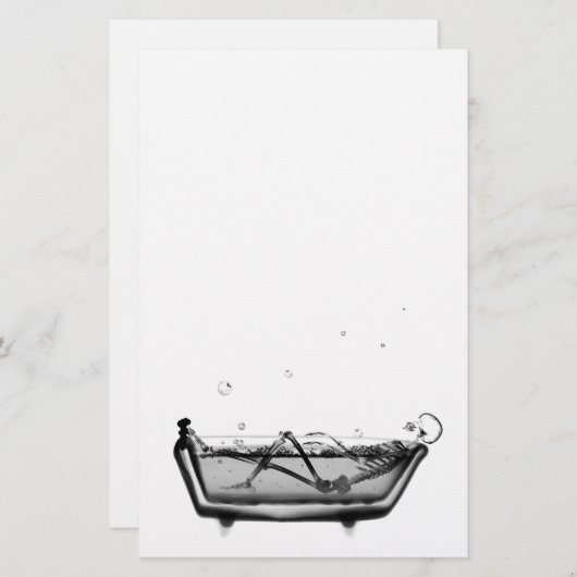 B&W X-Ray Skeleton in Baath Skull Briefpapier (Voorkant / Achterkant)