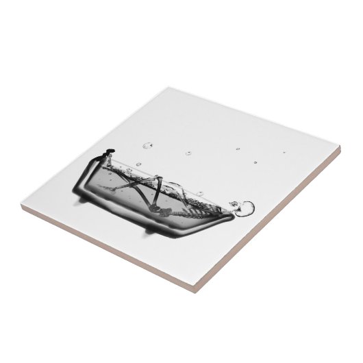 B&W X-Ray Skeleton in Baath Skull Tegeltje (Zijkant)