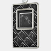 B&W X-Ray Skeleton Soccer Goalie Verzilverd Omlijst Ornament (Links)