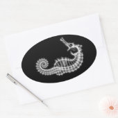 B&W X-Ray Vision Seahorse Skeleton Ovale Sticker (Envelop)