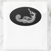 B&W X-Ray Vision Seahorse Skeleton Ovale Sticker (Tas)