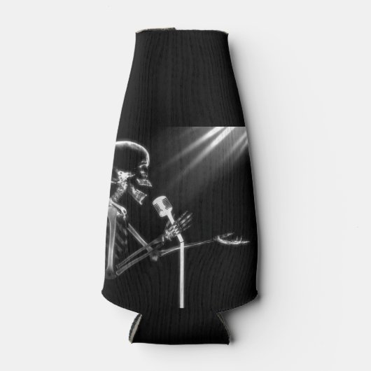 B&W X-Ray Vision Skeleton Zingend op microscoop Flesjeskoeler (Voorkant)