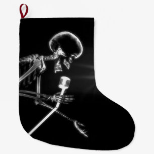 B&W X-Ray Vision Skeleton Zingend op microscoop Grote Kerstsok
